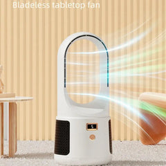 Bladeless Mini Standing Fan - Silent Rechargeable for Office Camping