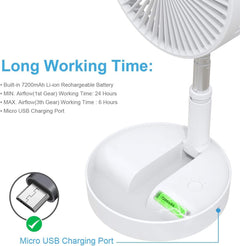 FOHOA 7200mAh Rechargeable Desk Fan - Freestanding Portable Design