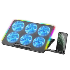 Gaming Laptop Cooling Pad with 6 Fans and Phone Holder