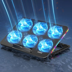 Gaming Laptop Cooling Pad with 6 Fans and Phone Holder