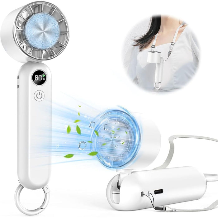 Mini Handheld Cooling Fan with Plate Rechargeable Neck Fan