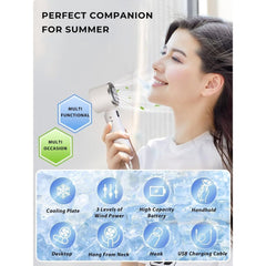 Mini Neck-Mounted Handheld Fan - Cooling Plate Rechargeable Design