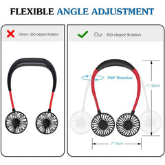 Nevenka Black Red Neck Aromatherapy Fan with LED - 360? Rotation