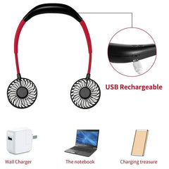 Black Red Neck Aromatherapy Fan with LED - Low Noise 360¡ã Rotation
