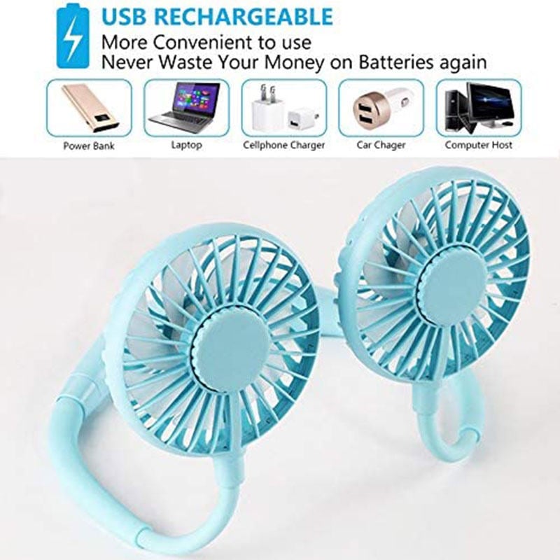 Blue Neck Aromatherapy Fan with LED - 360¡ã Rotation Low Noise