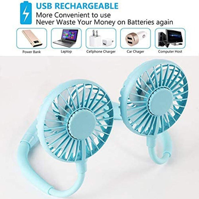 Blue Neck Aromatherapy Fan with LED - 360¡ã Rotation Low Noise