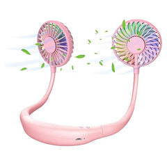 Pink Neck Aromatherapy Fan with LED Light - Low Noise 360¡ã Rotation