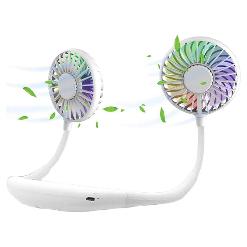 White Neck Aromatherapy Fan with LED Light - Low Noise 360¡ã Rotation