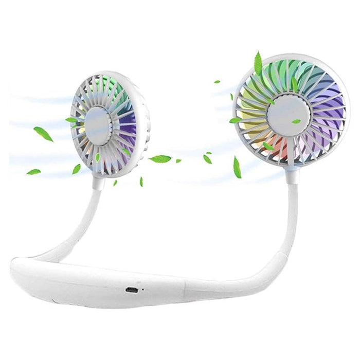 White Neck Aromatherapy Fan with LED Light - Low Noise 360¡ã Rotation