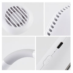 White USB Neck Fan - Rechargeable 360¡ã Cooling with 3 Speeds