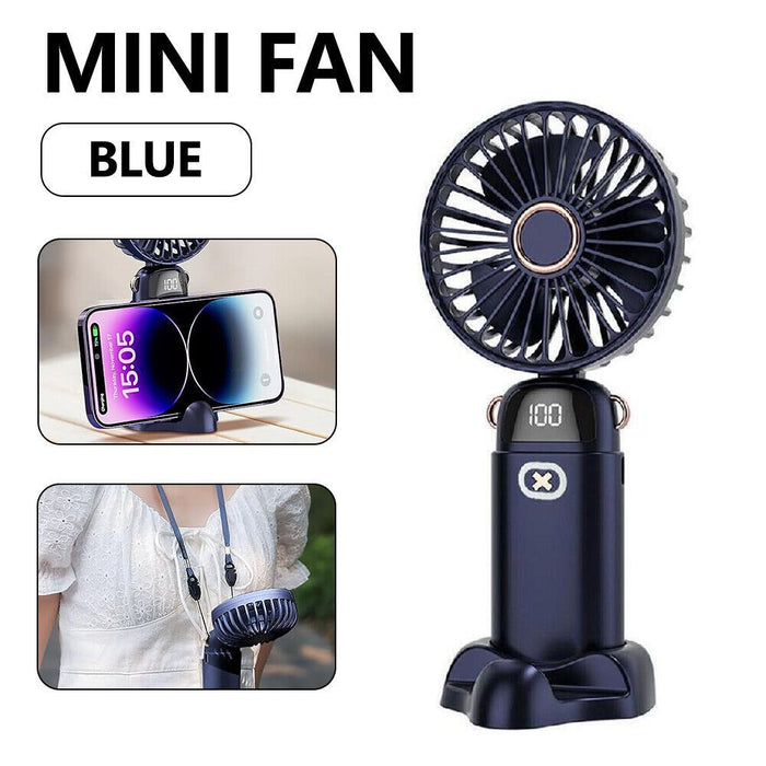 Mini Folding USB Handheld Fan - Rechargeable with 5 Cooling Modes