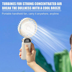 Mini Folding USB Handheld Fan - Rechargeable with 5 Cooling Modes