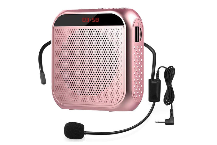 Rose Gold Voice Amplifier with Wired Mic - Rechargeable PA Speaker
