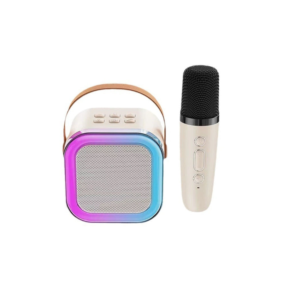 Beige Portable Wireless Karaoke Machine with Microphone