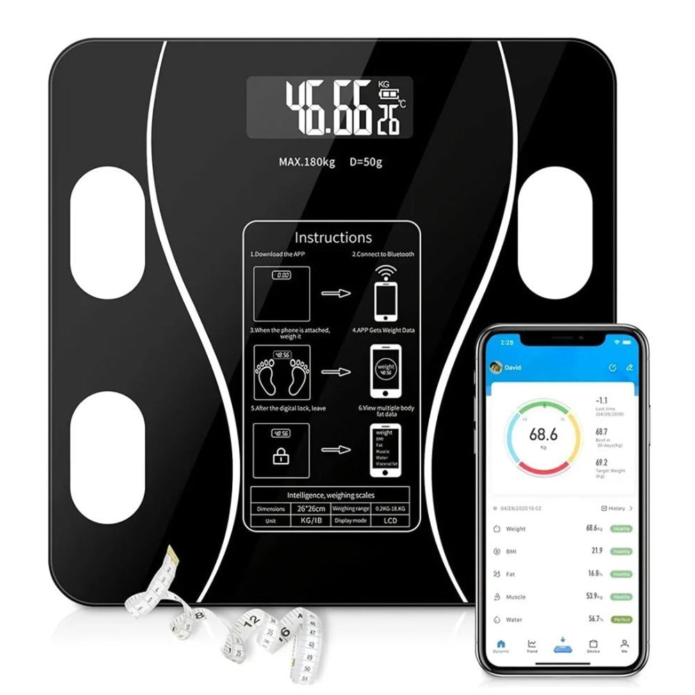 Smart Digital Bathroom Body Fat Scale 180KG Bluetooth