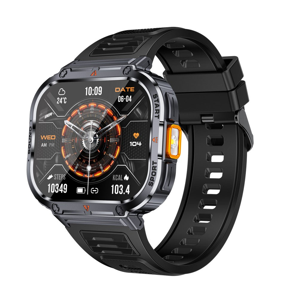 2.0-Inch Smart Fitness Watch with Flashlight and Health Monitor