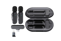 2Pcs Wireless Lavalier Mics with Charging Case - iPhone Android iPad