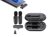 2Pcs Wireless Lavalier Mics with Charging Case - iPhone Android iPad