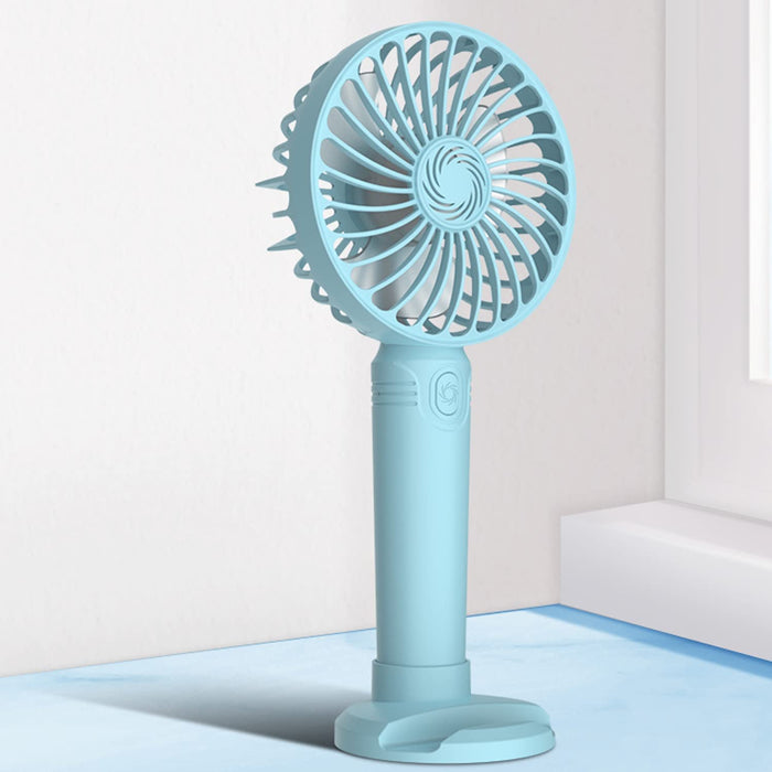 Blue Three-Blade Handheld Portable Fan