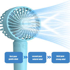 Blue Three-Blade Handheld Portable Fan