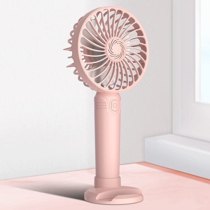 Pink Three-Blade Handheld Portable Fan