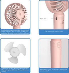 Pink Three-Blade Handheld Portable Fan
