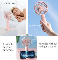 Pink Three-Blade Handheld Portable Fan