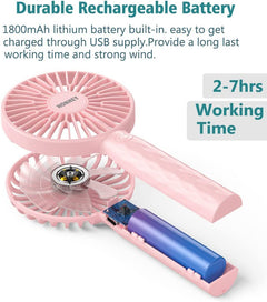 Pink Three-Blade Handheld Portable Fan