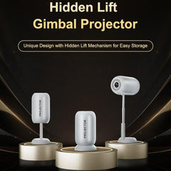 Android 11 4K Mini Projector - WiFi6 Gimbal Hidden Lift White