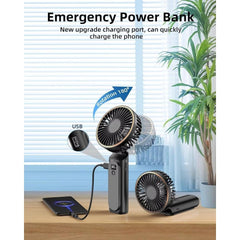 TUNISE 4000mAh Foldable Handheld Fan - 6-Speed Adjustable with Display