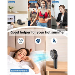 TUNISE 4000mAh Foldable Handheld Fan - 6-Speed Adjustable with Display