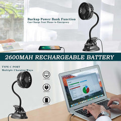 USB Clip Fan Rechargeable with Power Bank Function 3 Speeds