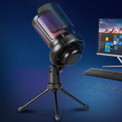 USB Gaming Microphone - RGB Condenser Mic with Tripod Stand