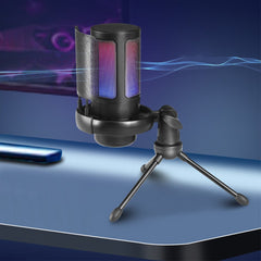 USB Condenser Gaming Microphone with RGB and Tripod Stand