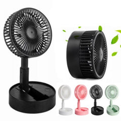 USB Foldable Telescopic Floor Fan - Rechargeable with 3 Speeds