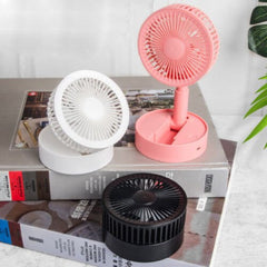 USB Foldable Telescopic Floor Fan - Rechargeable with 3 Speeds