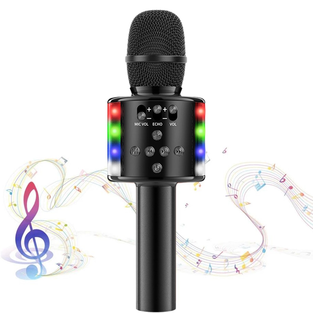 Black Wireless Bluetooth Karaoke Microphone Speaker with USB