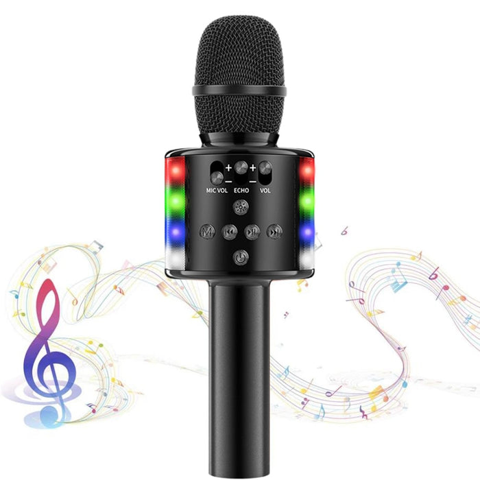 Black Wireless Bluetooth Karaoke Microphone Speaker with USB