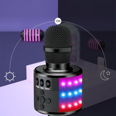 Black Wireless Bluetooth Karaoke Microphone Speaker with USB