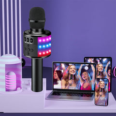 Black Wireless Bluetooth Karaoke Microphone Speaker with USB