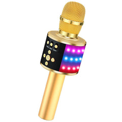 Bluetooth Karaoke Mic Speaker with USB Player - Gold