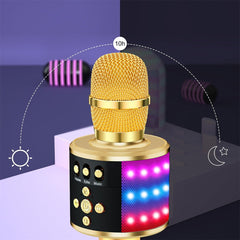 Bluetooth Karaoke Mic Speaker with USB Player - Gold