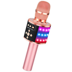 Bluetooth Karaoke Microphone Speaker - Wireless USB Mic Rose Gold