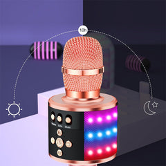 Bluetooth Karaoke Microphone Speaker - Wireless USB Mic Rose Gold