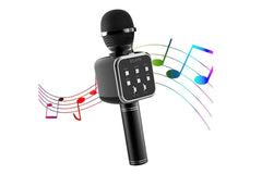 Bluetooth Karaoke Microphone - Built-in Speaker Wireless Mic Black
