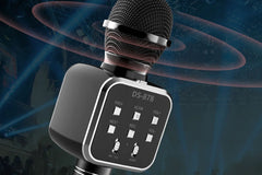 Bluetooth Karaoke Microphone - Built-in Speaker Wireless Mic Black