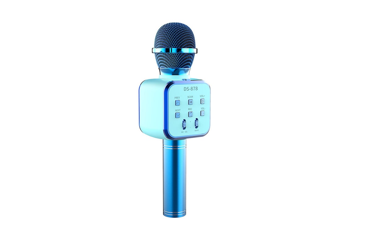 Blue Bluetooth Karaoke Microphone - Wireless with Built-in Speaker