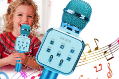 Blue Bluetooth Karaoke Microphone - Wireless with Built-in Speaker