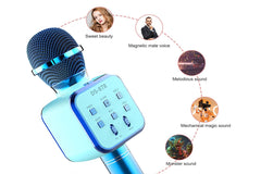 Blue Bluetooth Karaoke Microphone - Wireless with Built-in Speaker