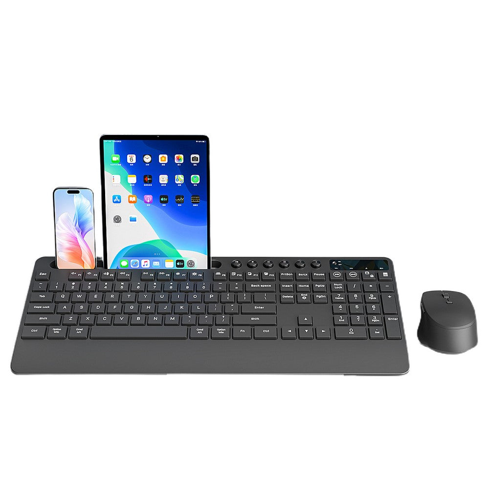 Wireless Keyboard and Mouse Combo with Palm Rest and Phone Holder